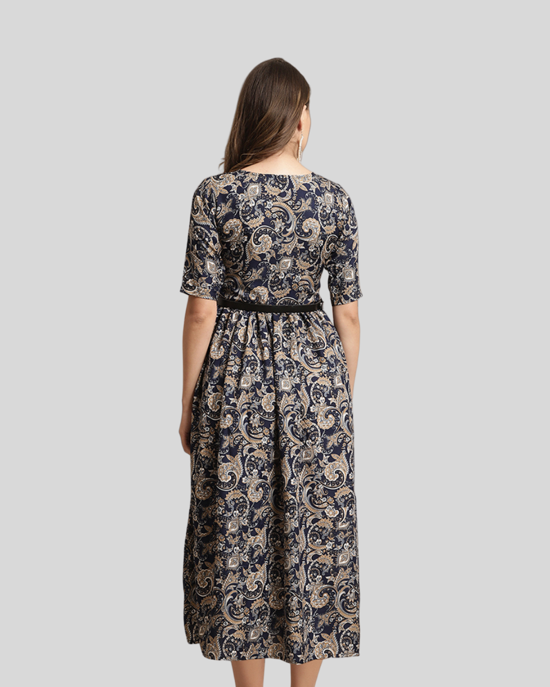 Vintage Pattern Black Maxi Dress