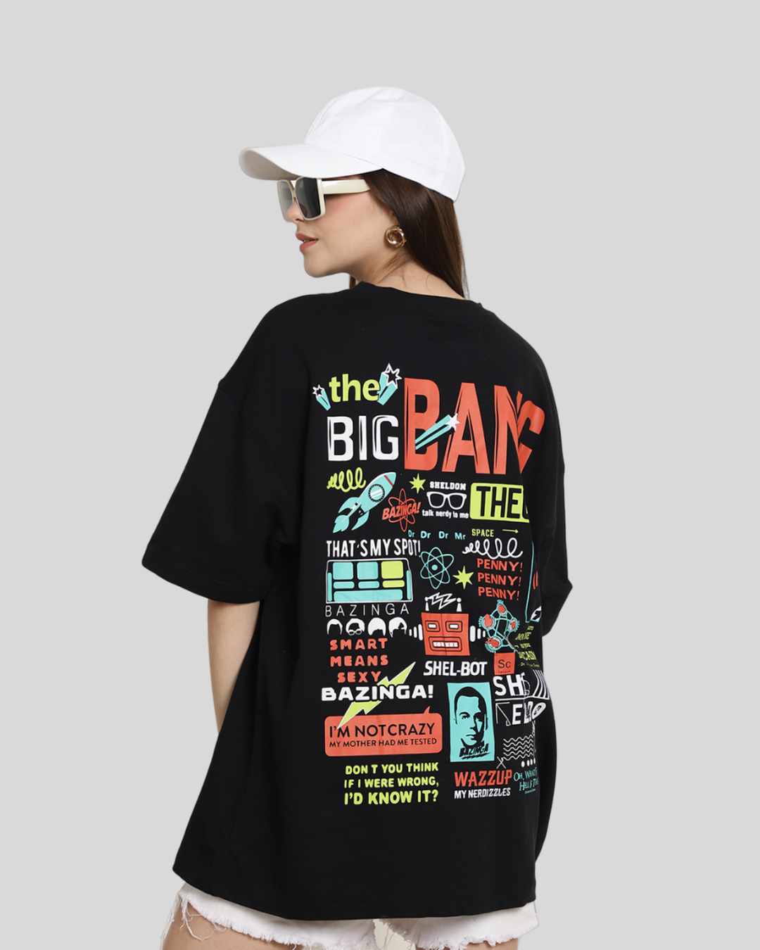 Typography Chic Black Oversized Tee