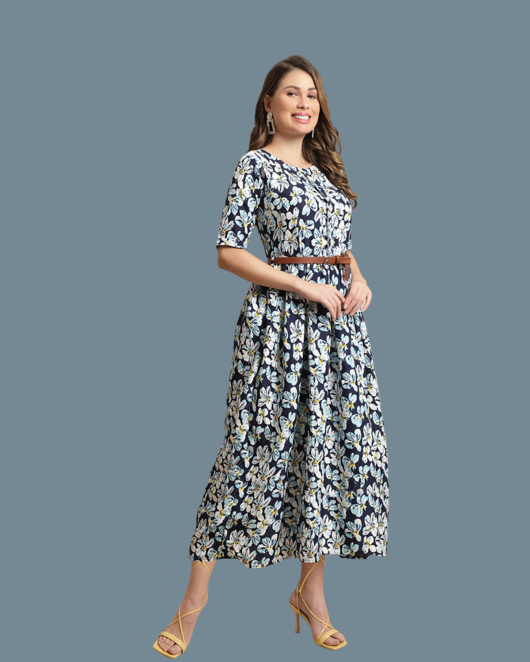 Serene Blue Floral Maxi Dress