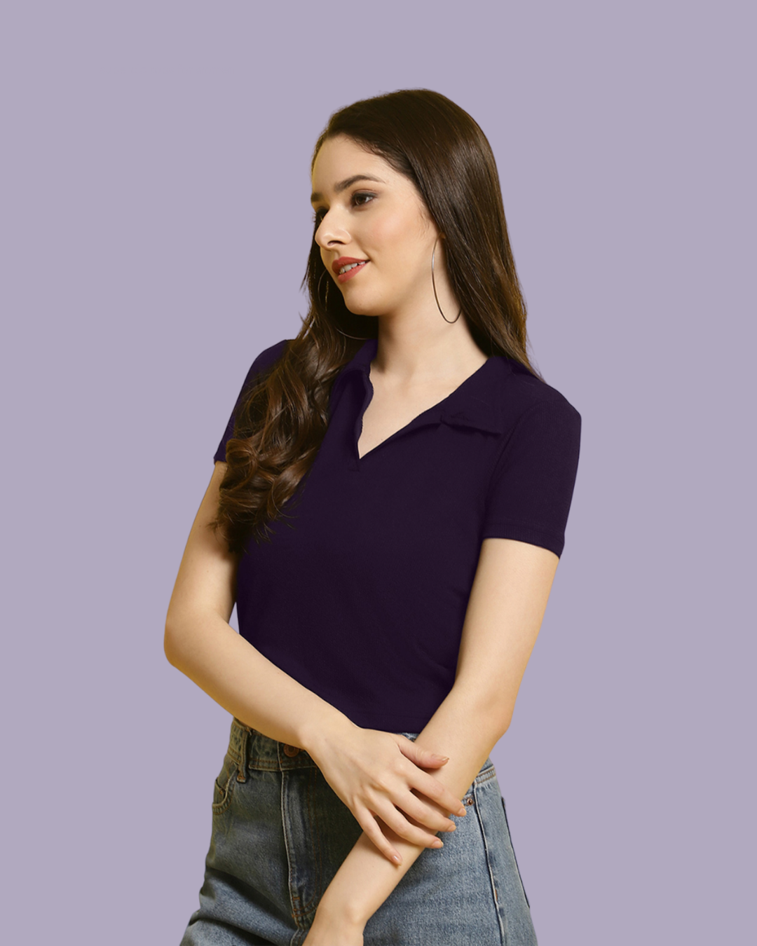Dark Purple Collar Elegance