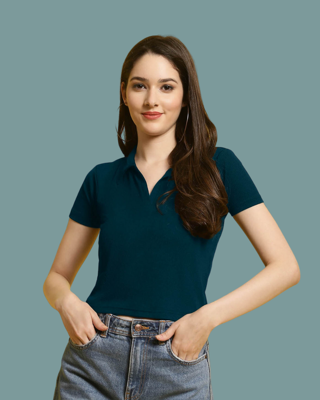 Dark Green Collar Elegance