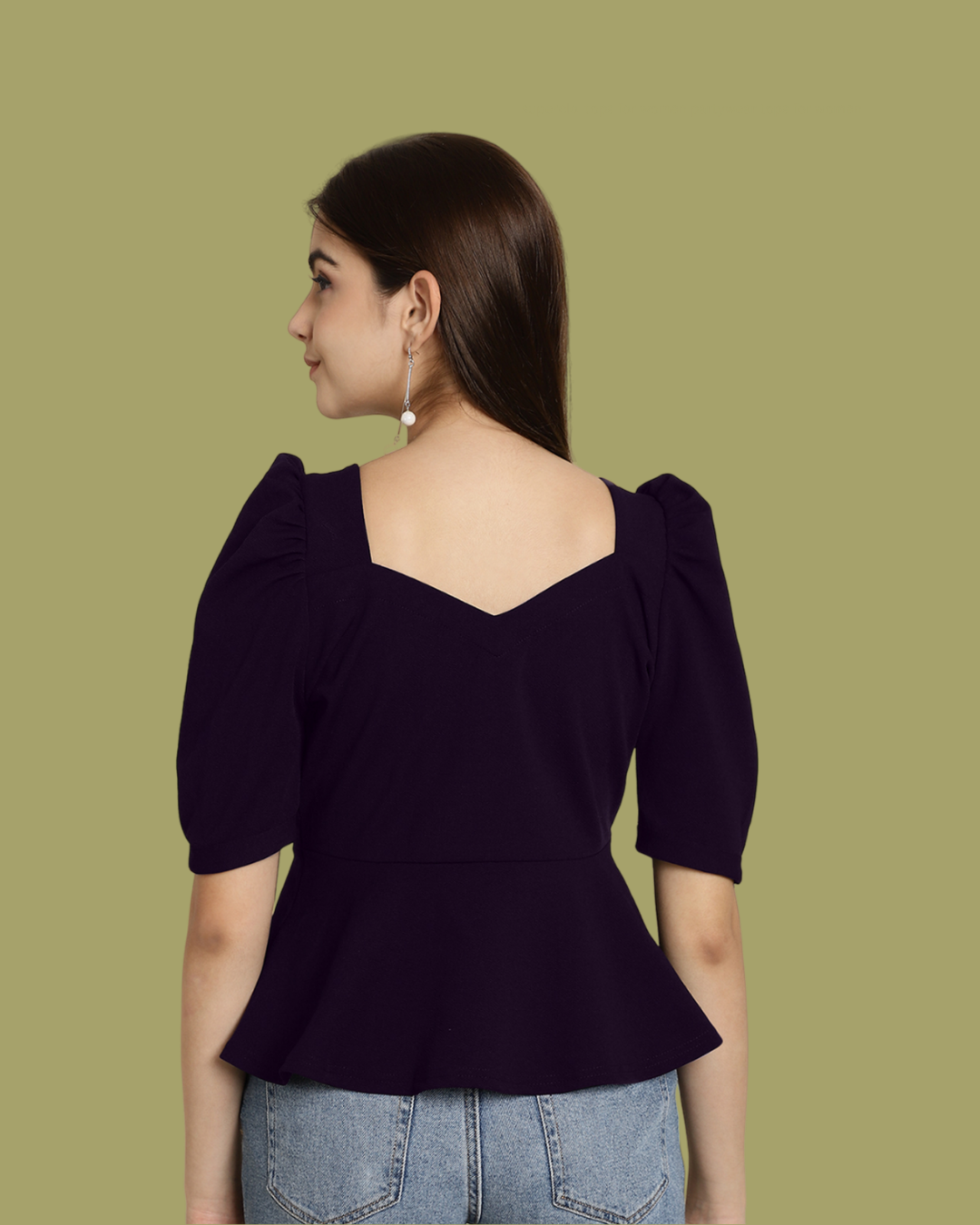 Puff Sleeve Black Casual Top