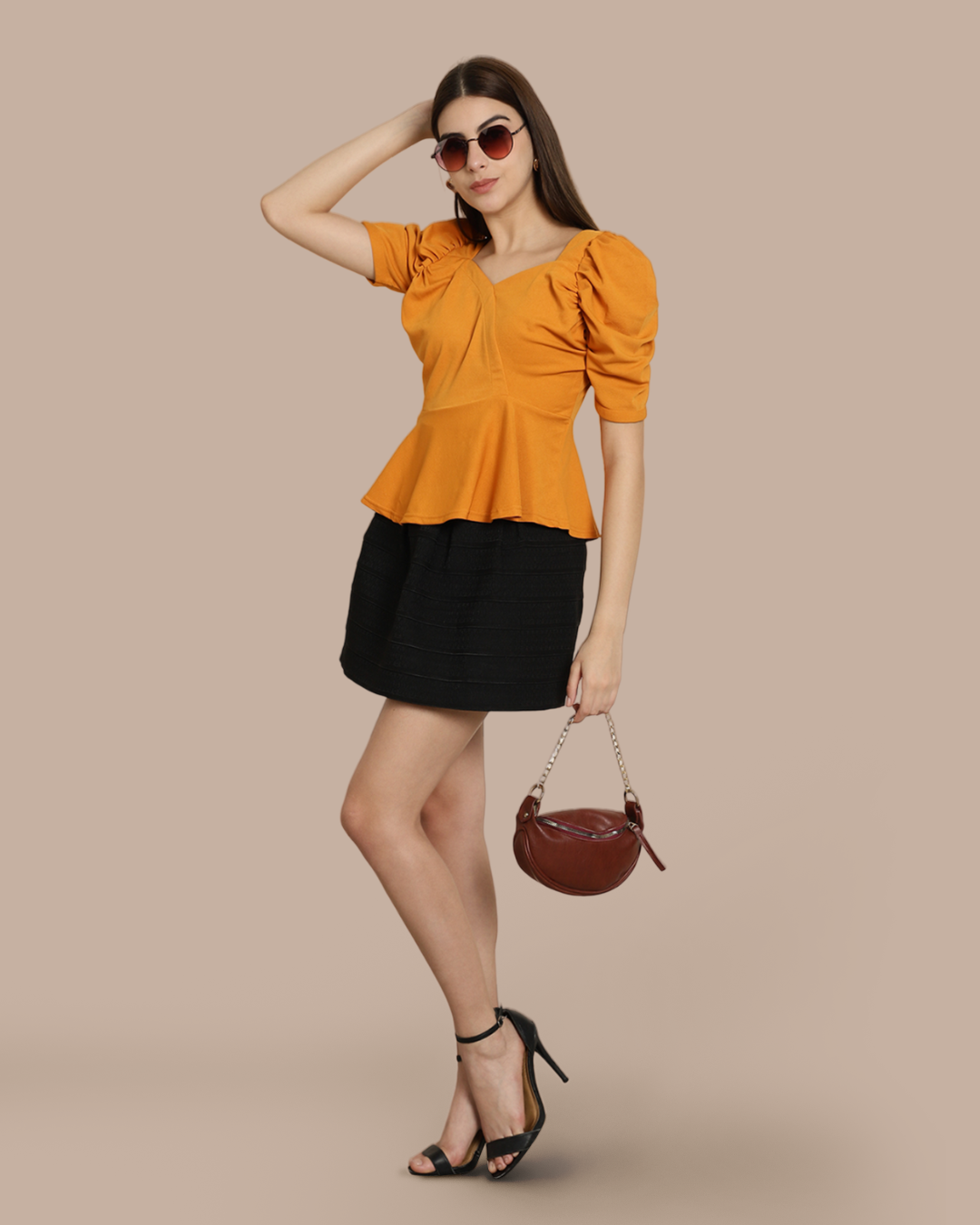 Puff Sleeve Yellow Casual Top