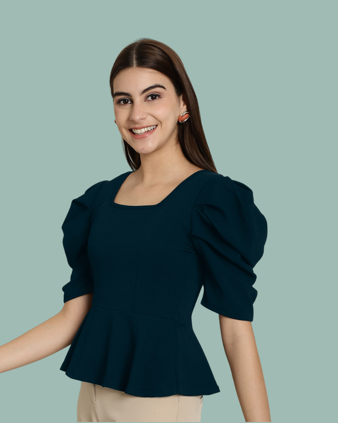 Stylish Solid Teal Top