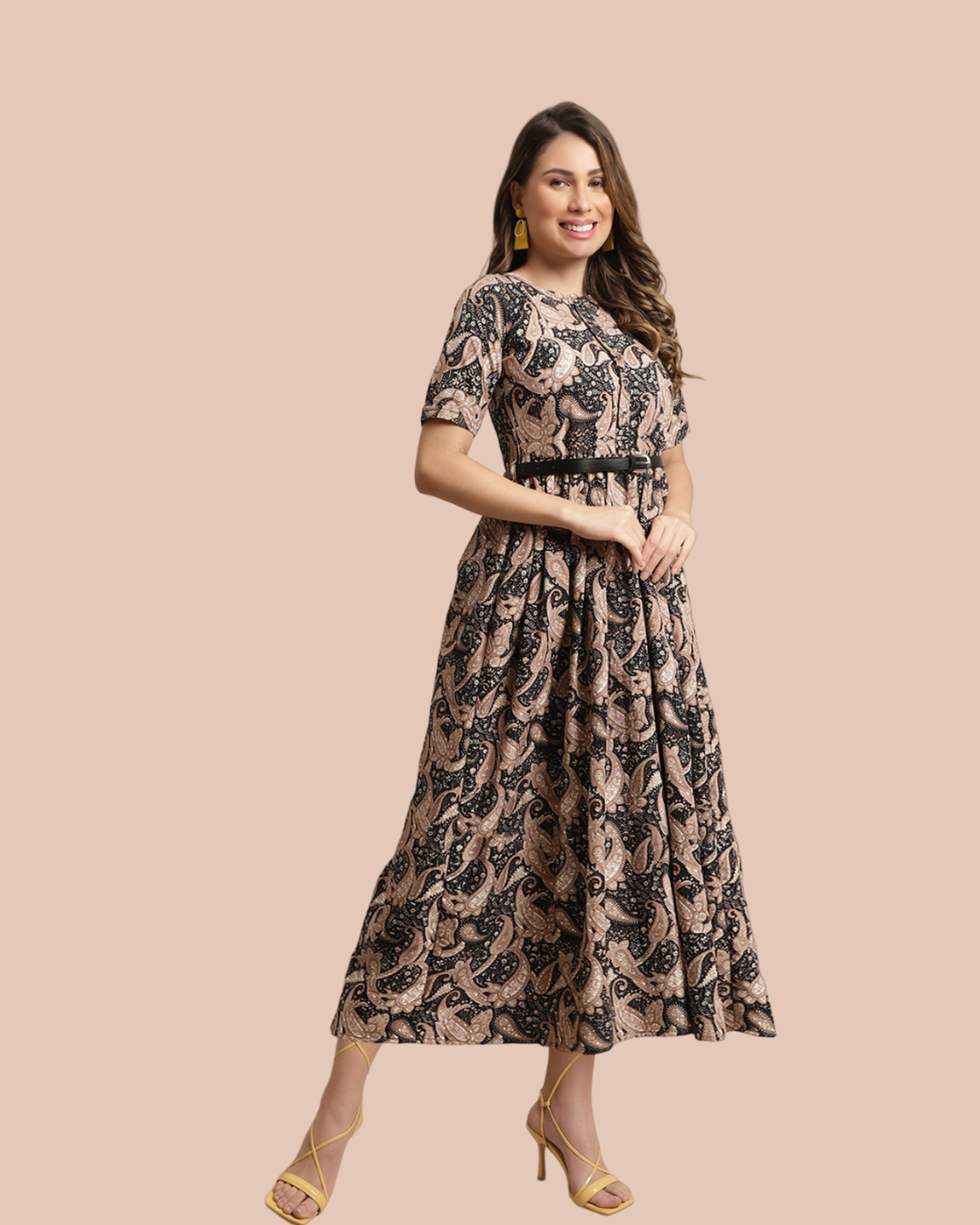 Mystic Black Pattern Maxi Dress
