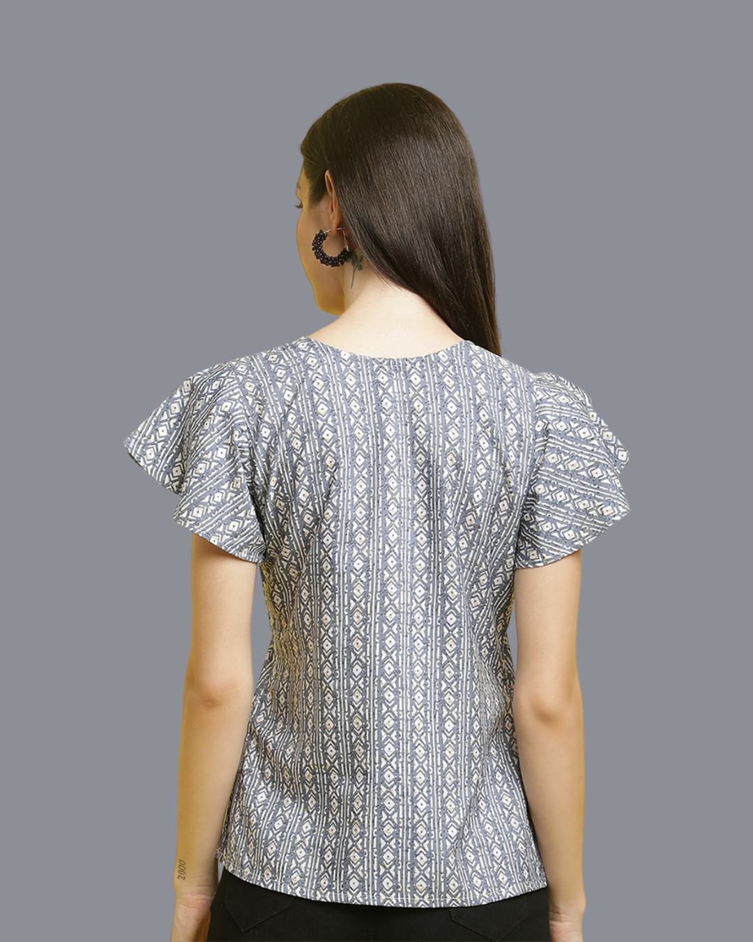 Modern Grey Pattern Top