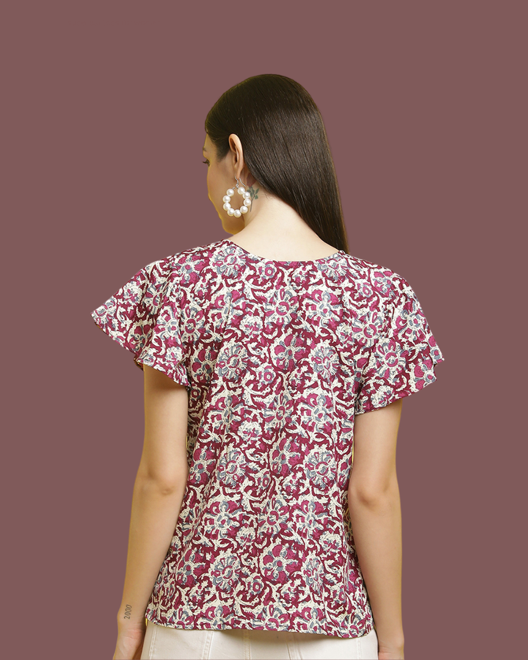 Modern Maroon Pattern Top