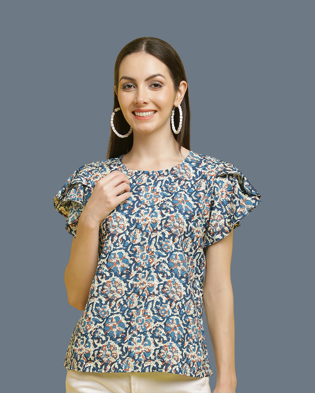 Modern Blue Pattern Top