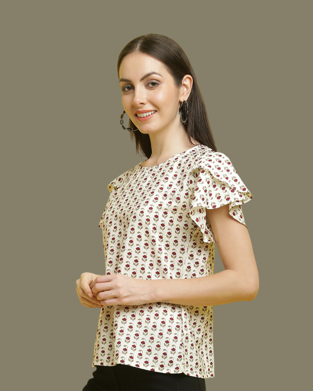 Modern White Pattern Top