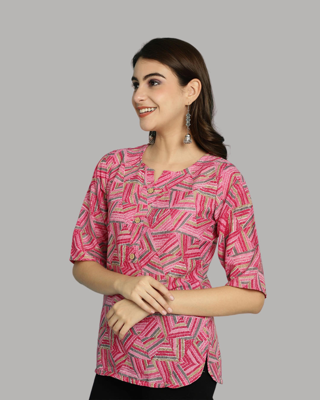 Geometric Pink Triangular Top