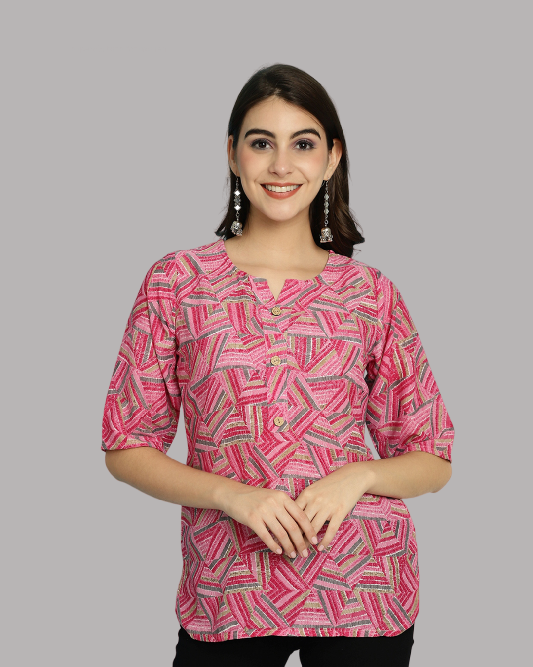 Geometric Pink Triangular Top