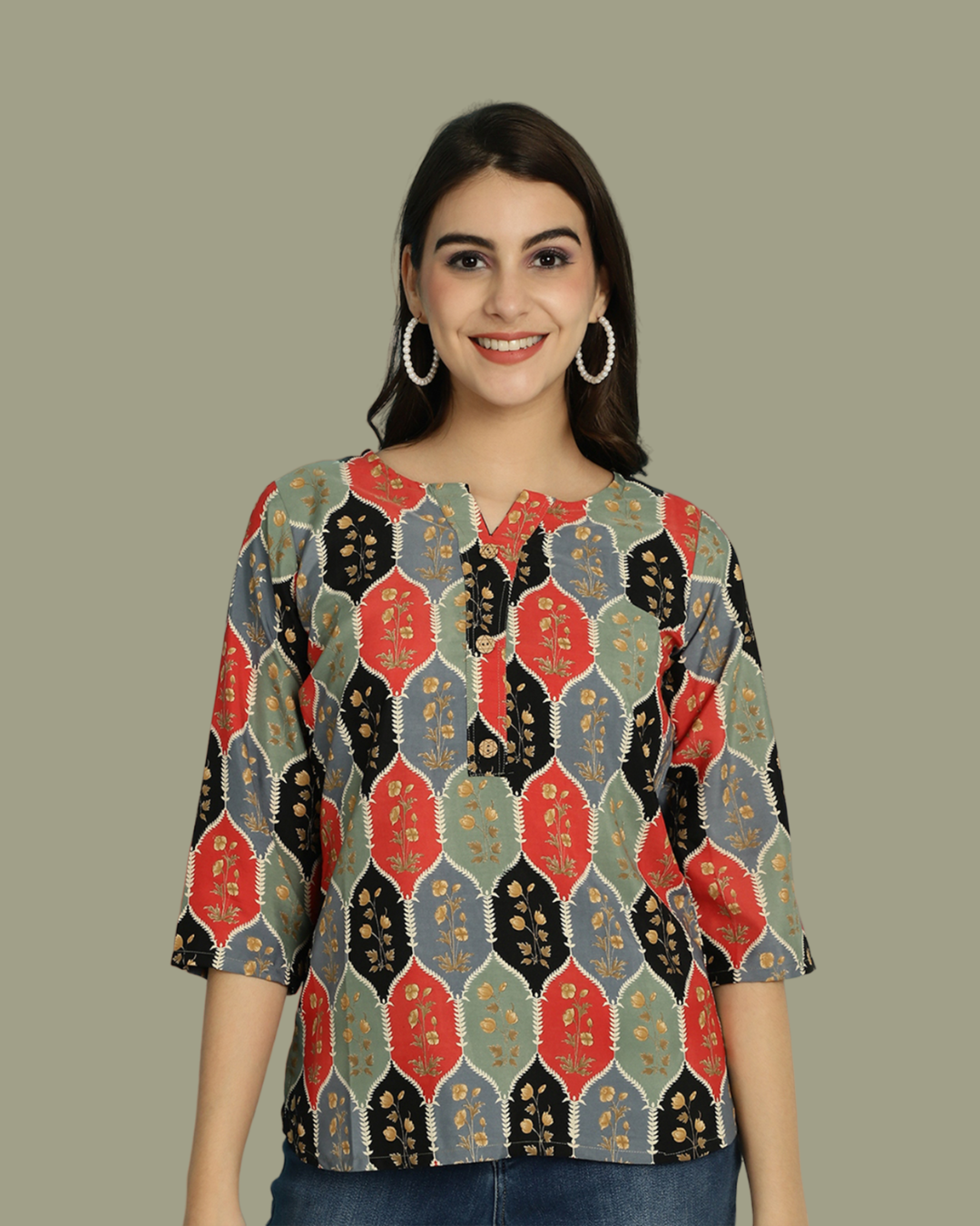 Colorburst Block Print Top