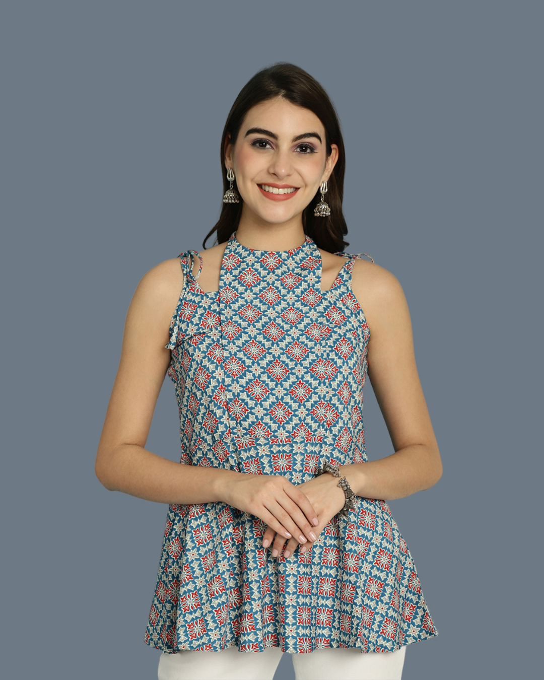 Chic Sleeveless Blue Top