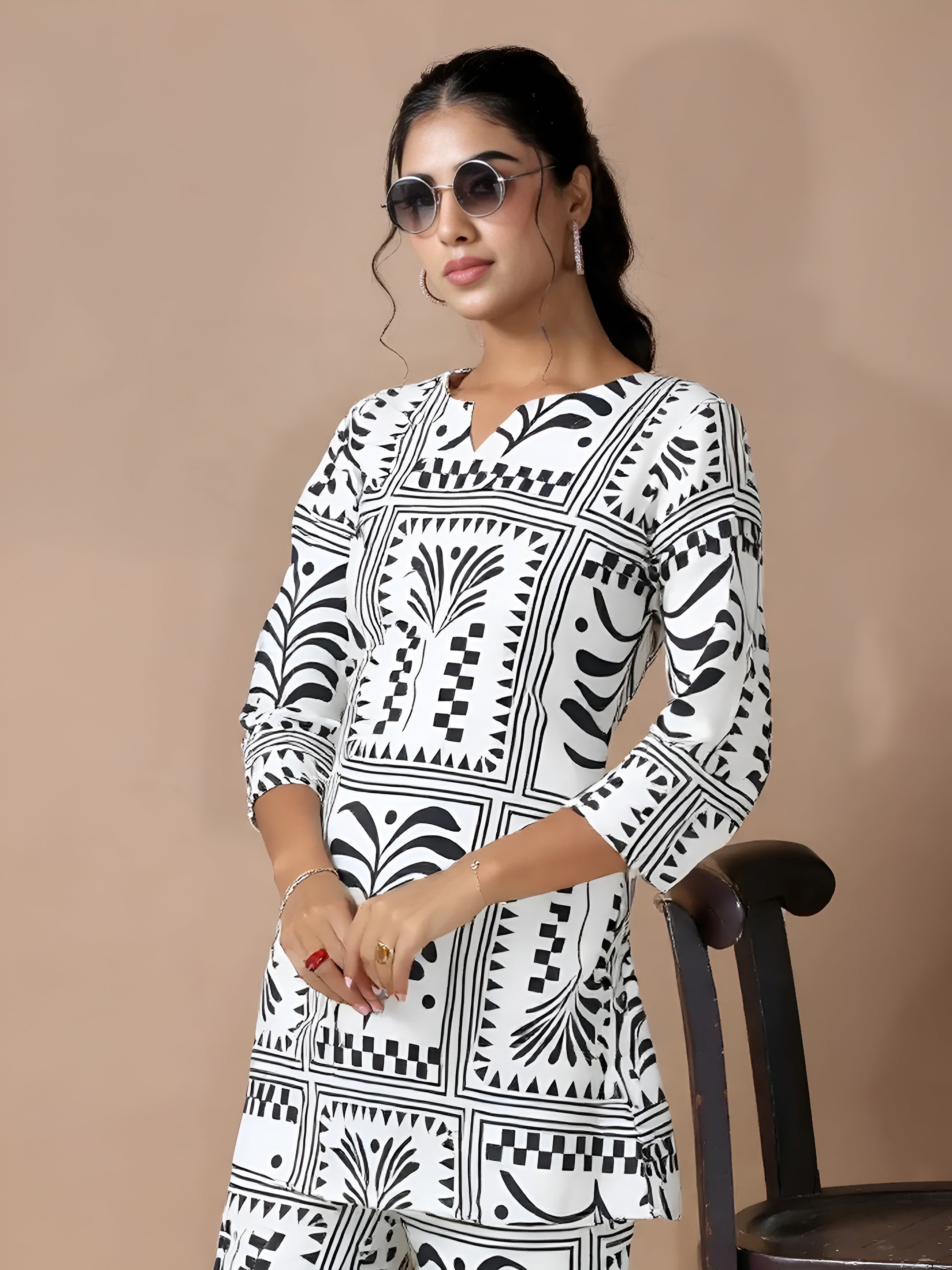 Black and White Pure Cotton Co-ord Set