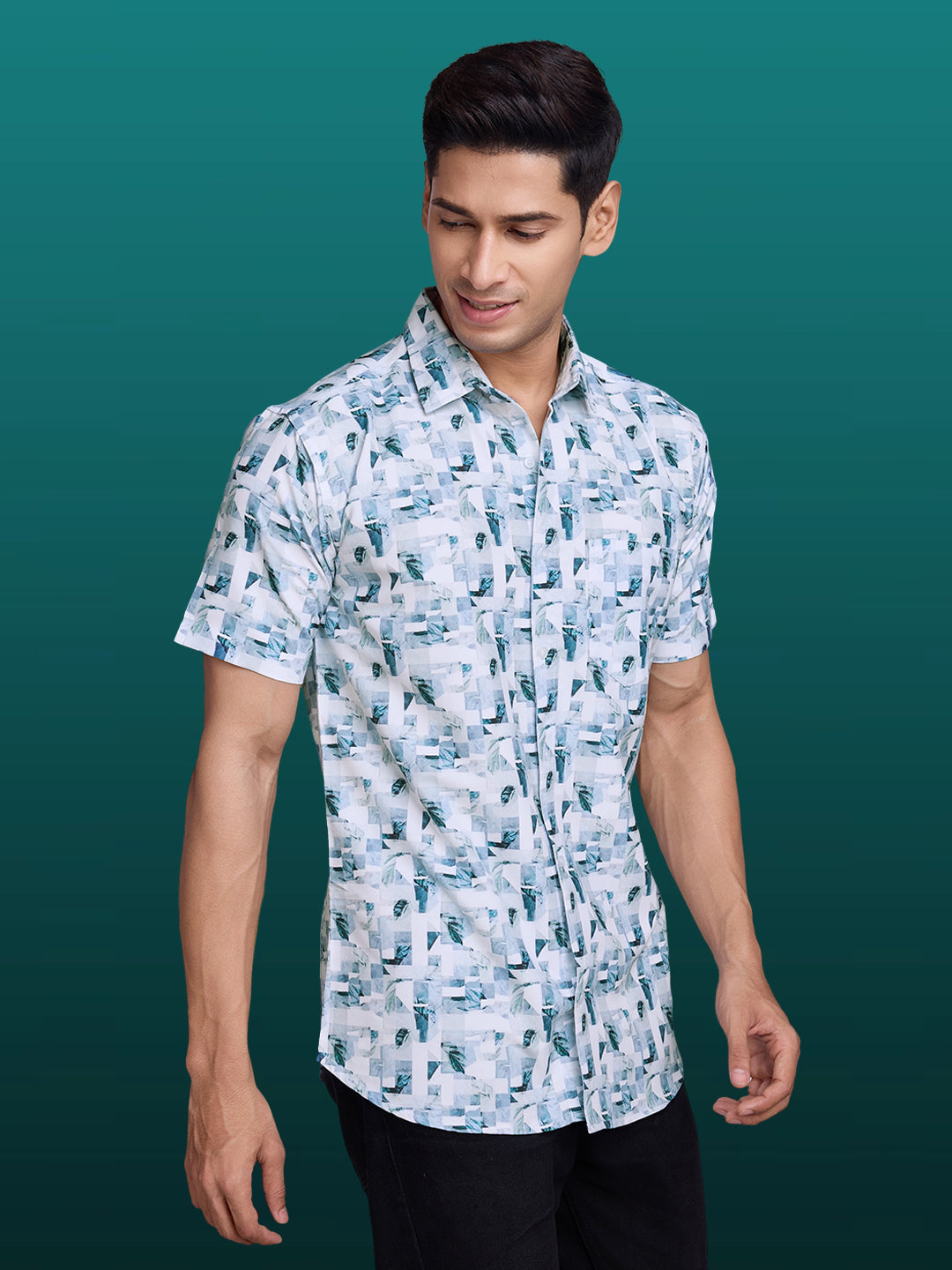 Blue Accent White Shirt