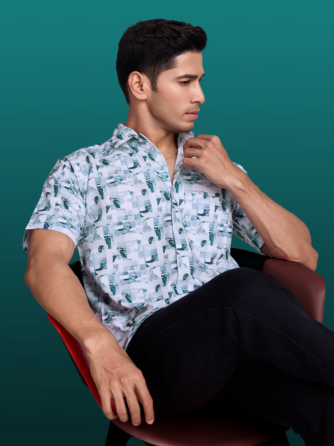 Blue Accent White Shirt