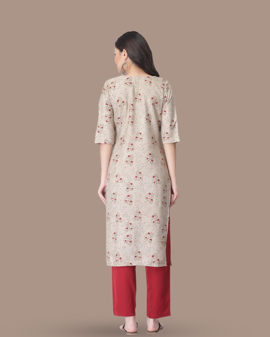 Floral Delight Beige Kurta With Pant
