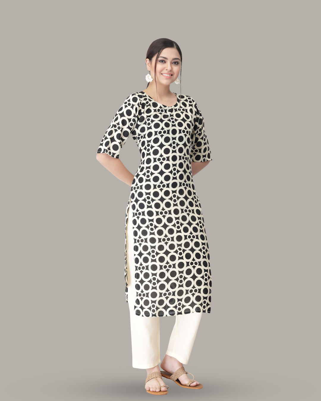 Ring Pattern Black Kurta With Pant