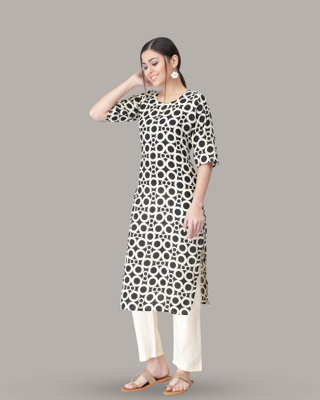 Ring Pattern Black Kurta With Pant