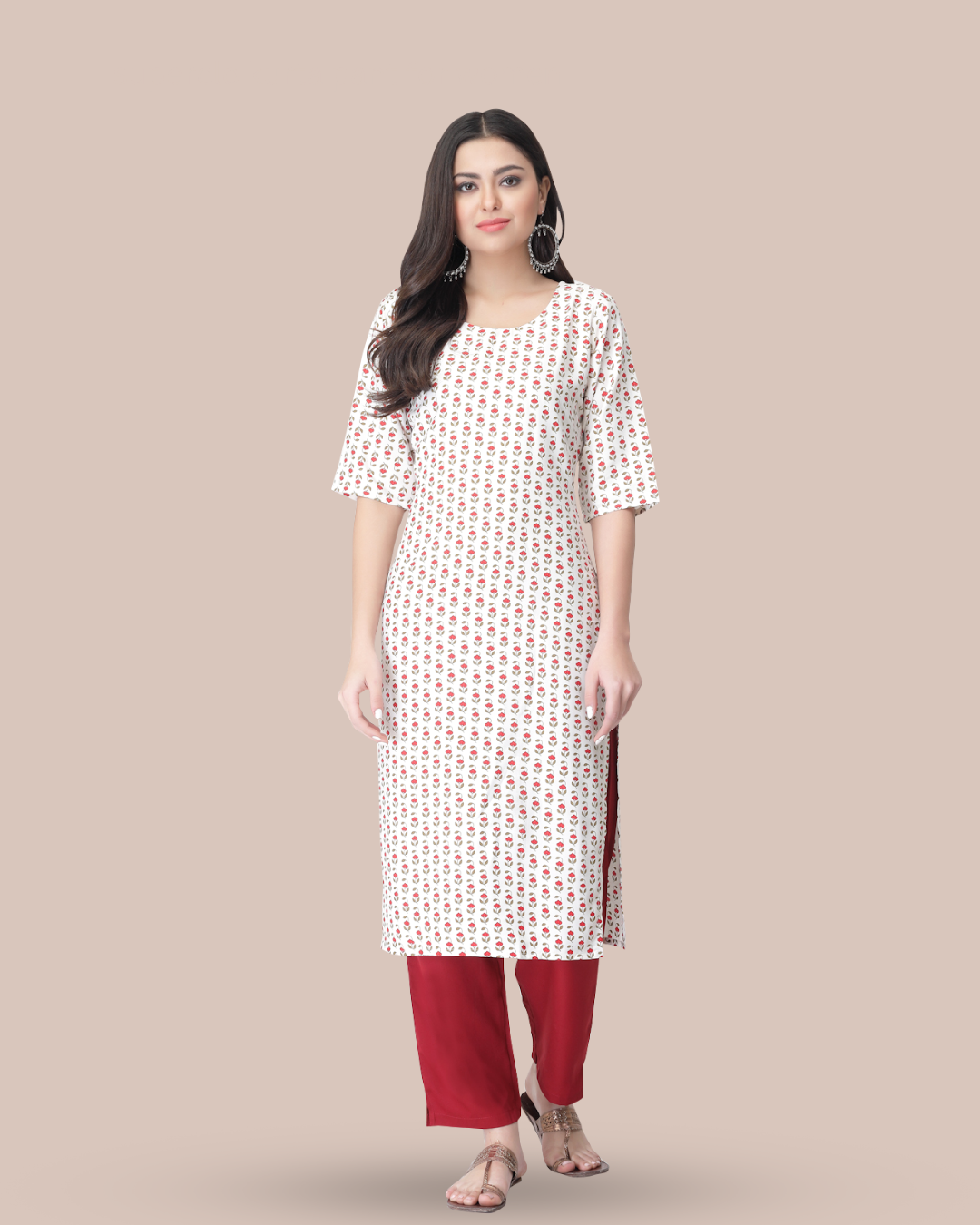 Cherry Blossom White Printed Kurta With Pant