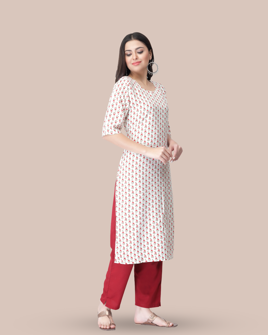 Cherry Blossom White Printed Kurta With Pant