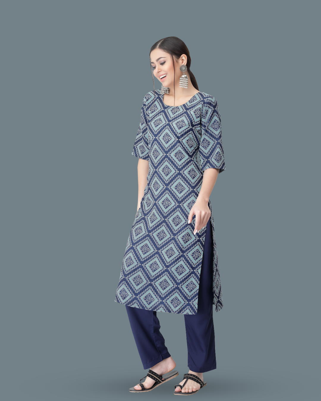 Blue Sapphire Block Printed Kurta With Pant