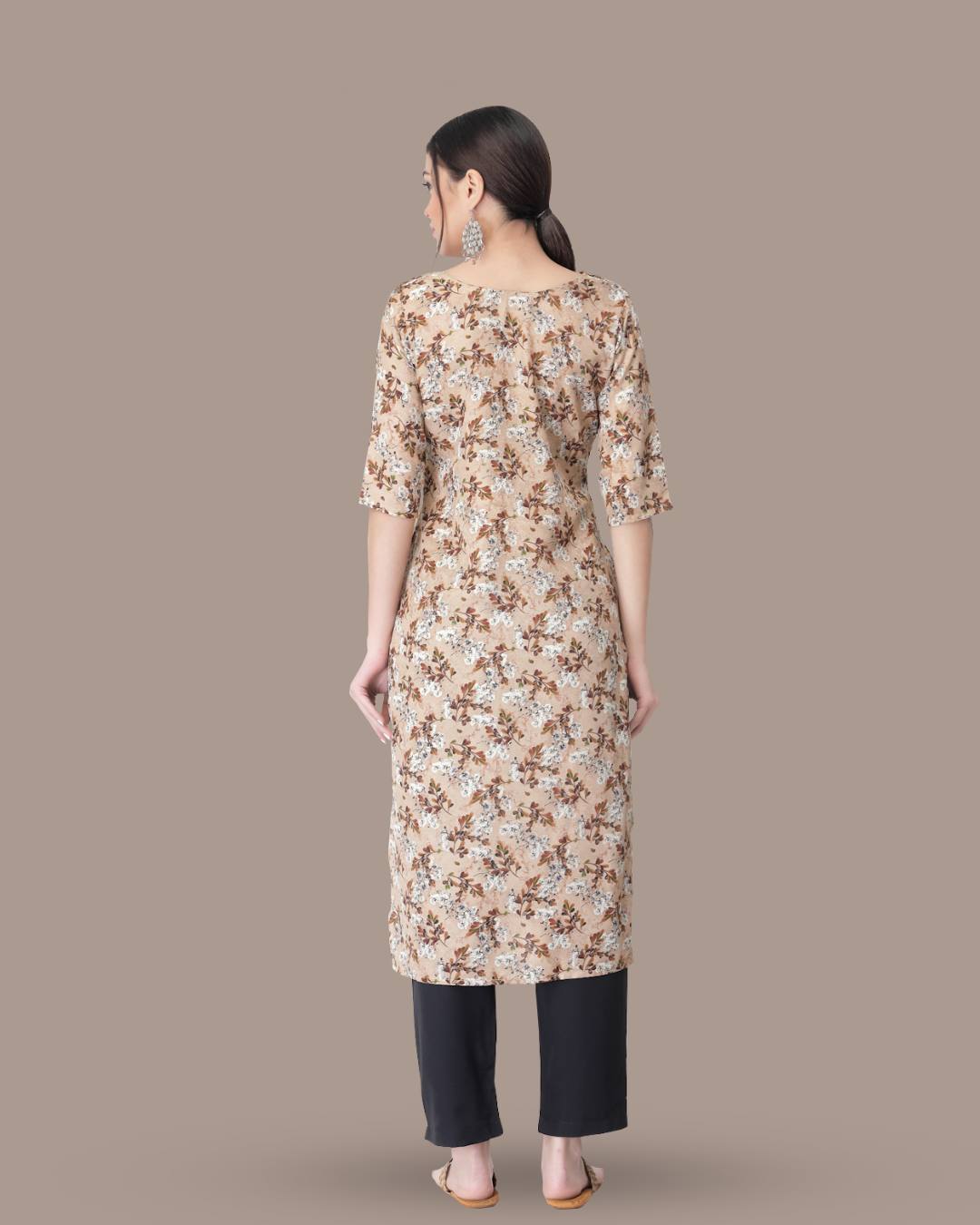 Coffee Petal Printed Kurta With Pant
