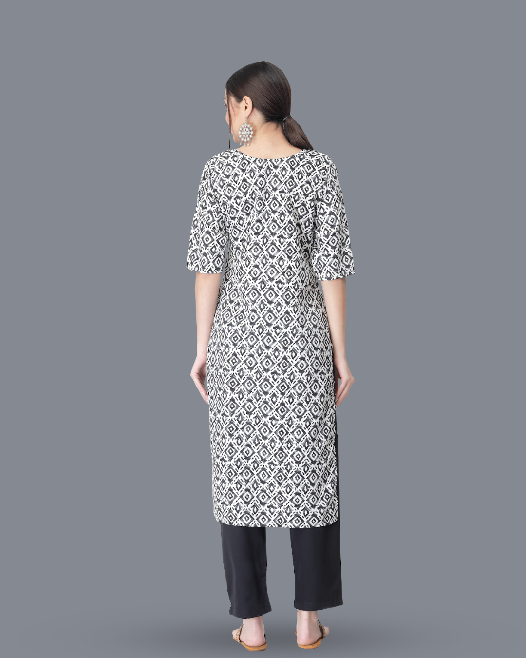 Charcoal Charm Printed Kurta With Pant