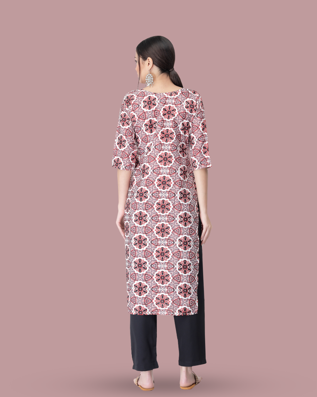 Mystic Maroon Circles Kurta With Pant