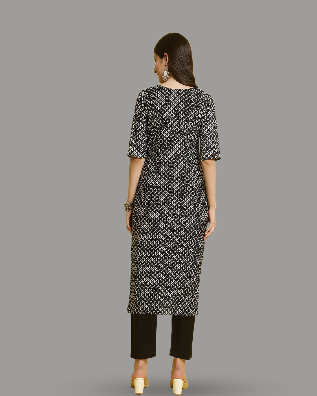 Charcoal Charm Printed Kurta With Pant