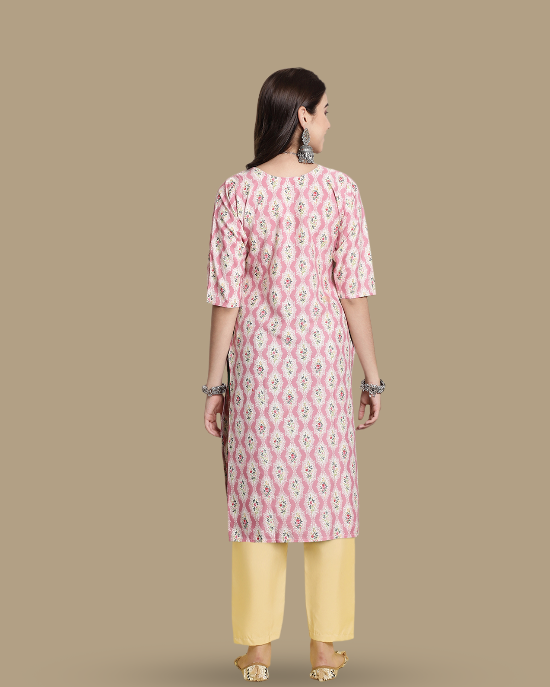 Pink Printed Kurta With Pant