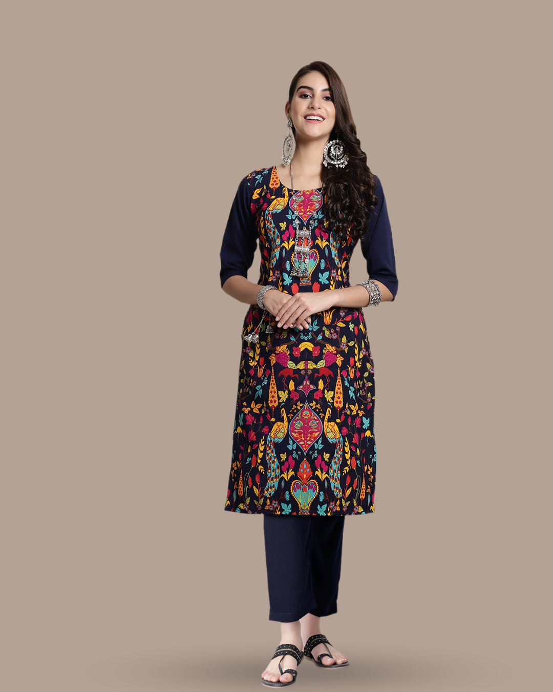 Expressive Black Art Print Kurta With Pant