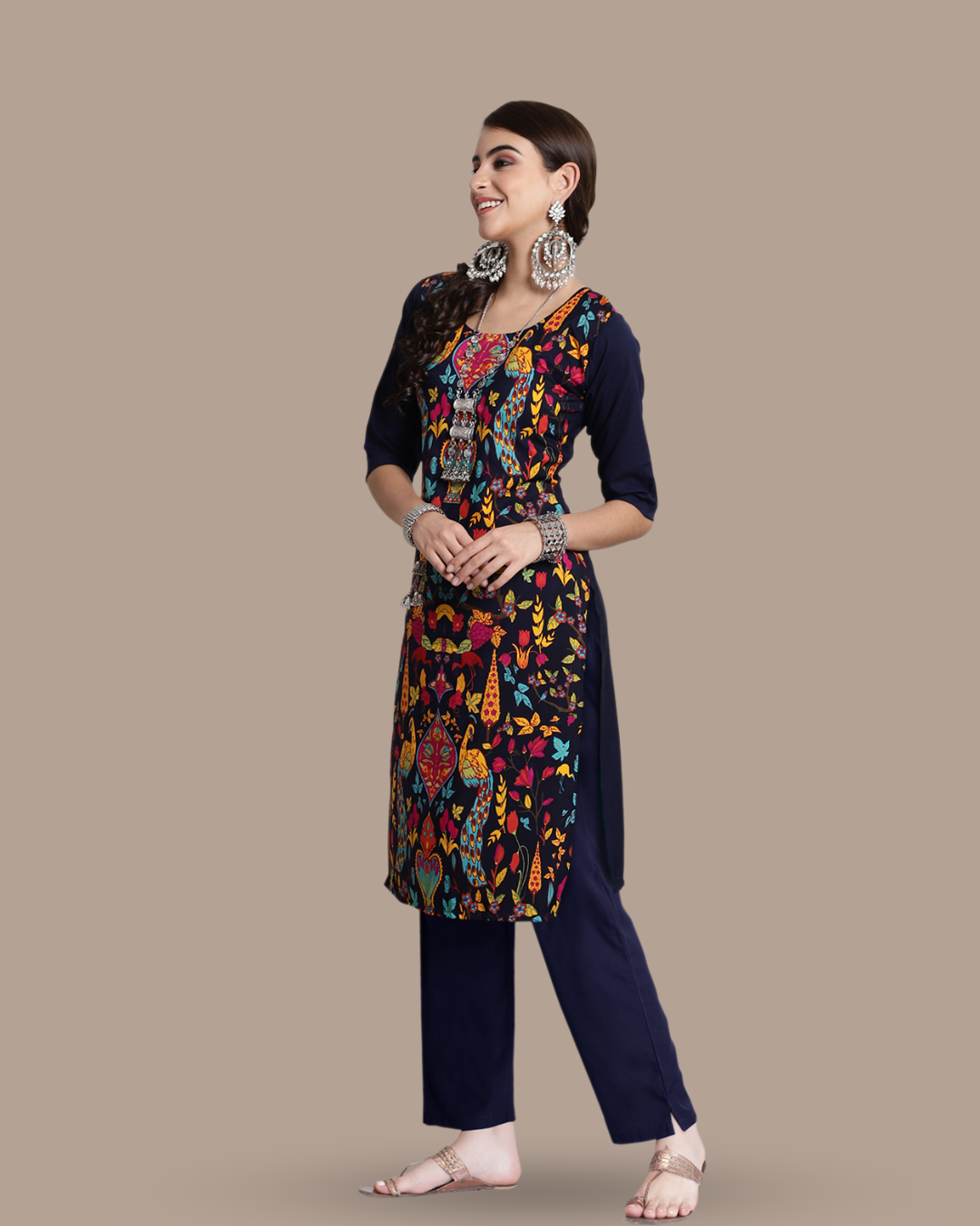 Expressive Black Art Print Kurta With Pant