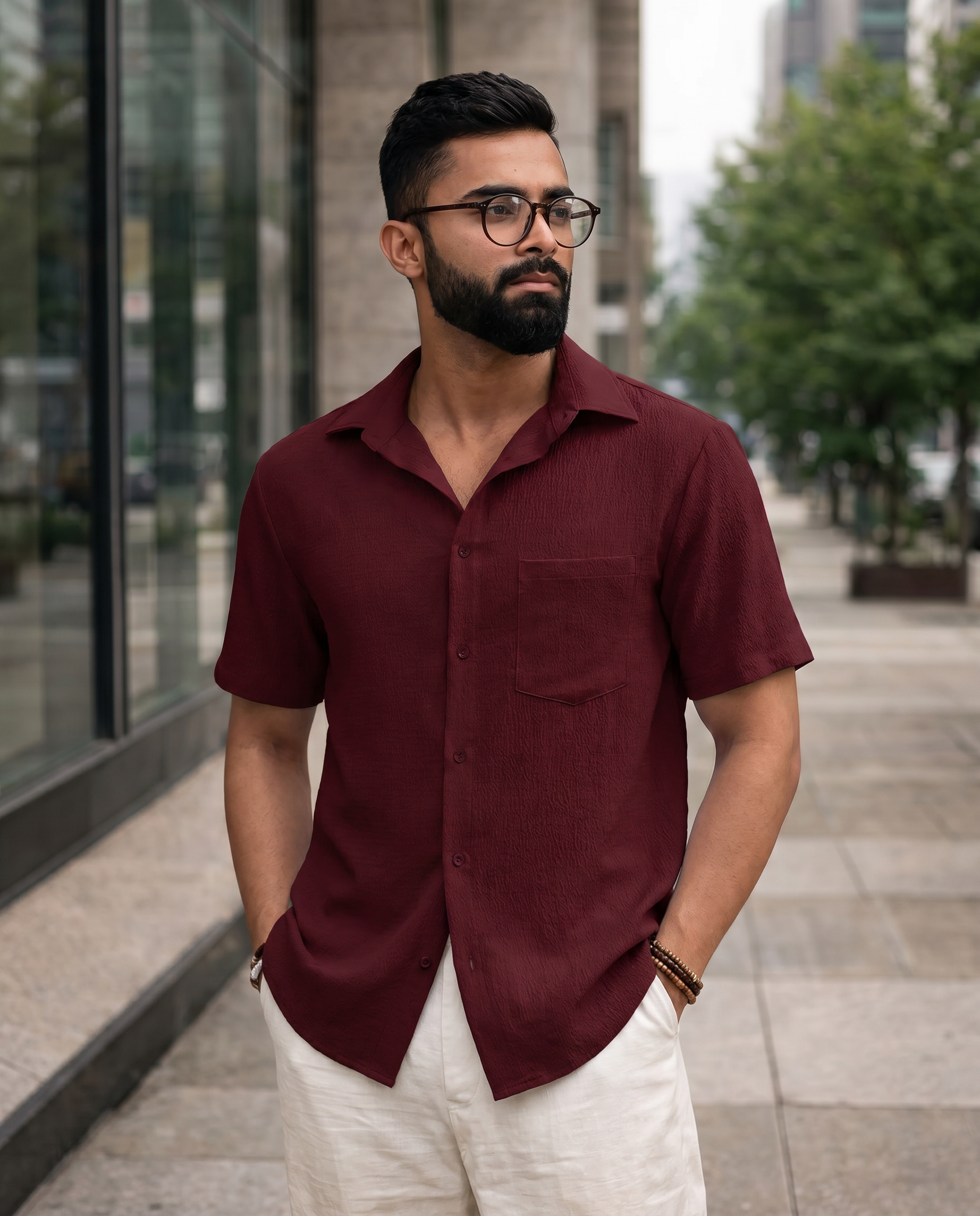 Textured Maroon Men's Classic Shirt