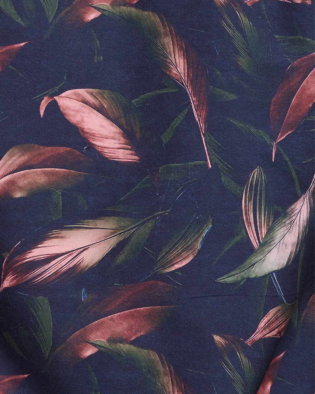Deep Blue Leaf Print Shirt
