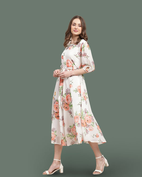 White Rose Garden Maxi Dress