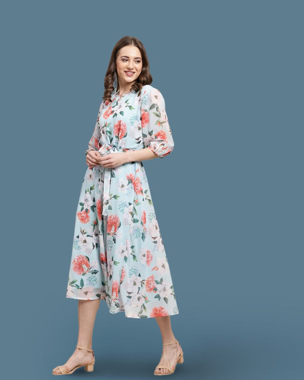 Serene Sky Floral Maxi Dress