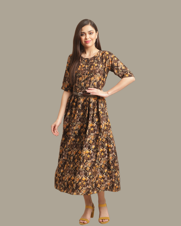 Golden Bloom Maxi Dress