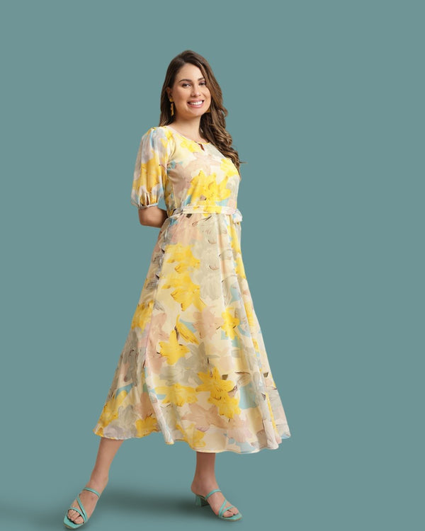 Lemon Zest Floral Maxi Dress