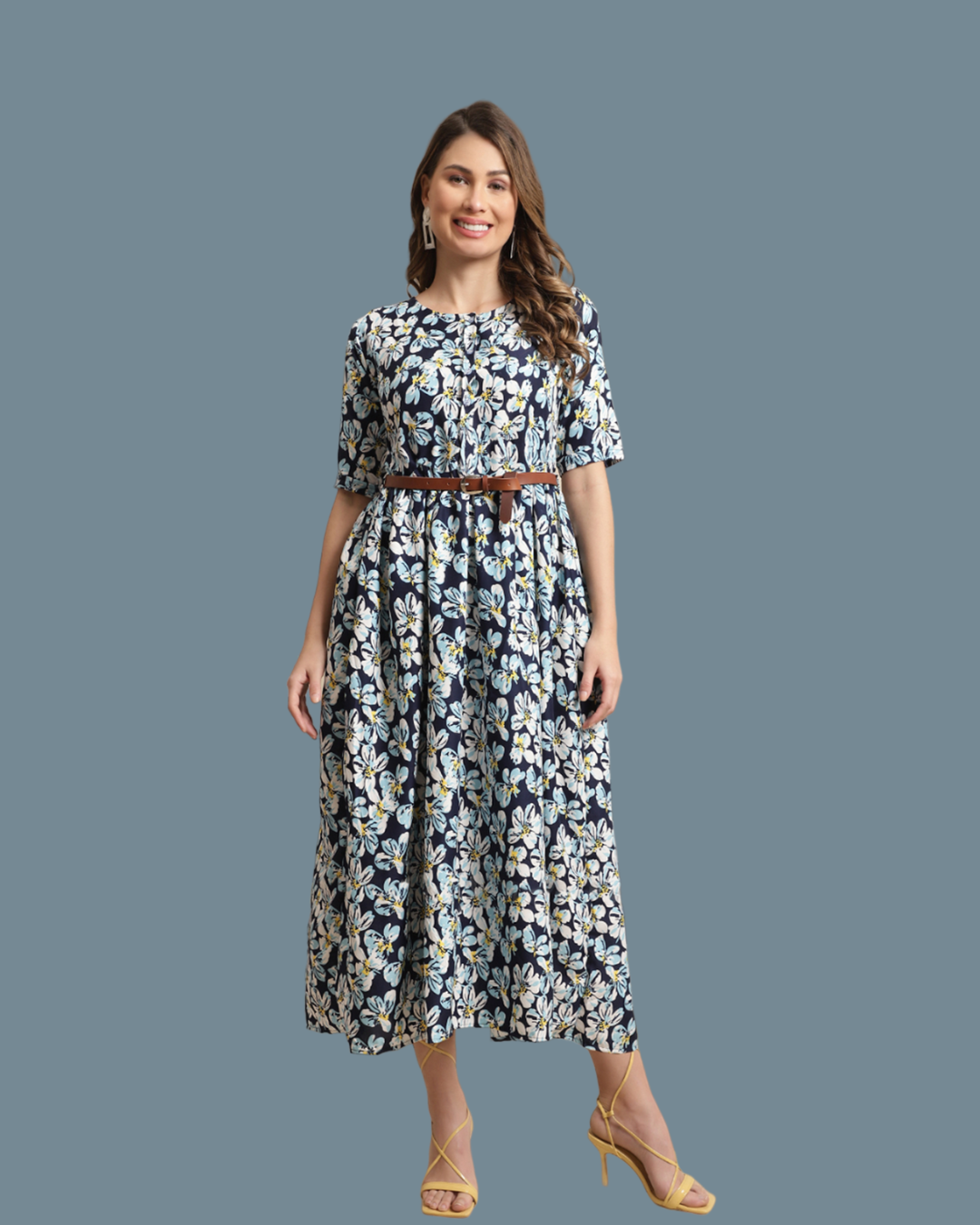 Serene Blue Floral Maxi Dress