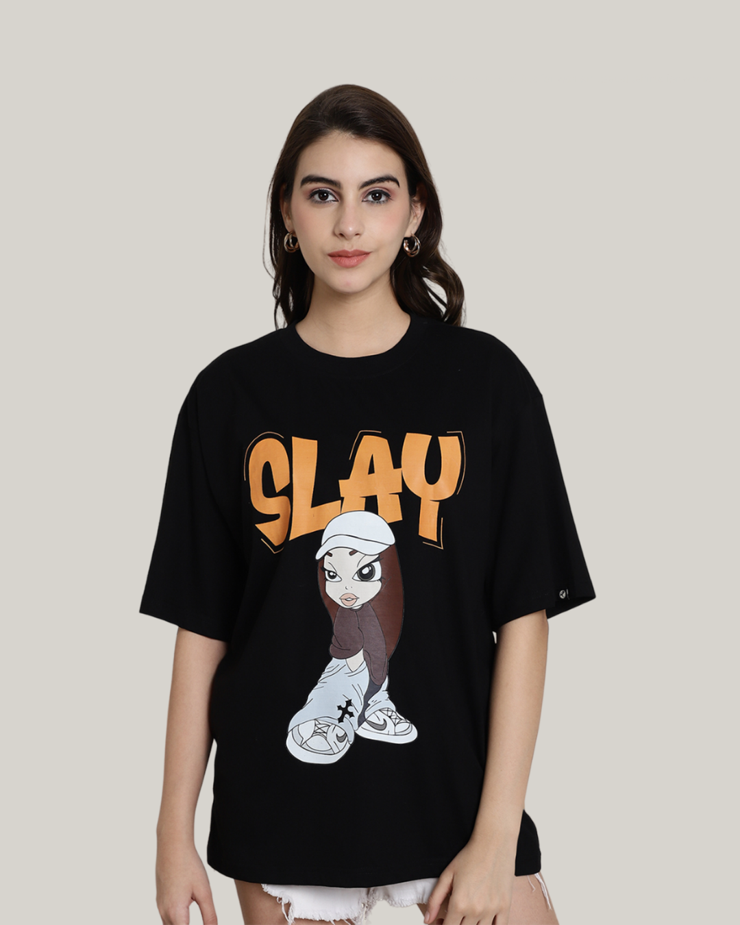 Slay Girl Graphic Black Oversized Tee