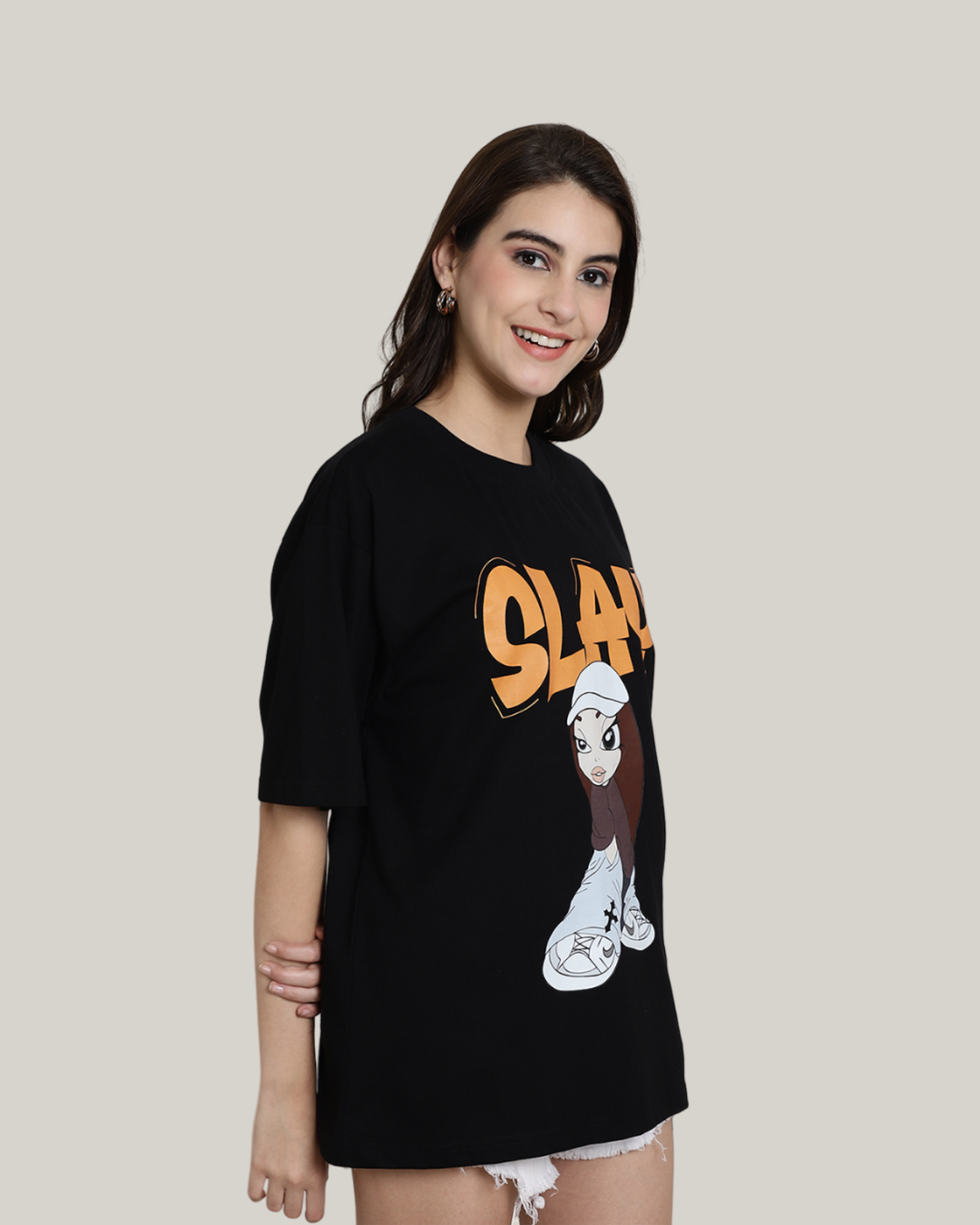Slay Girl Graphic Black Oversized Tee