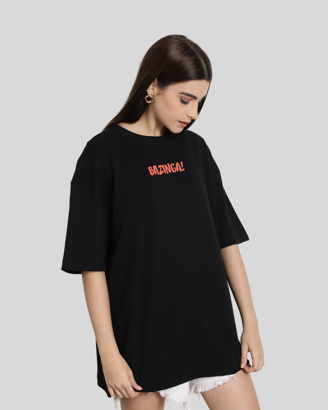 Typography Chic Black Oversized Tee