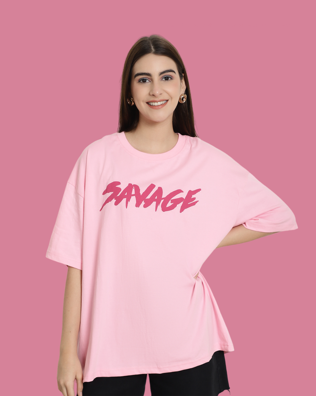 Pink Savage Oversized Tee