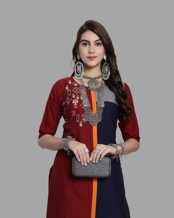 Two-Tone Maroon Kurta