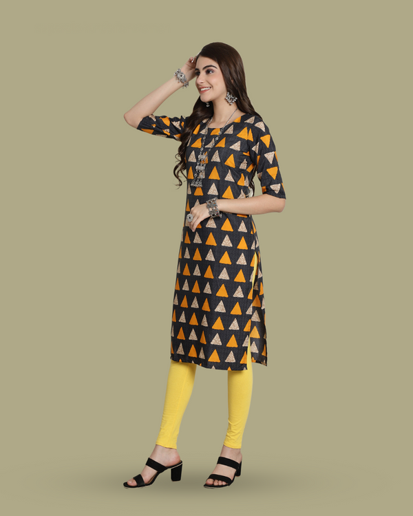 Triangular Charm Black Kurta