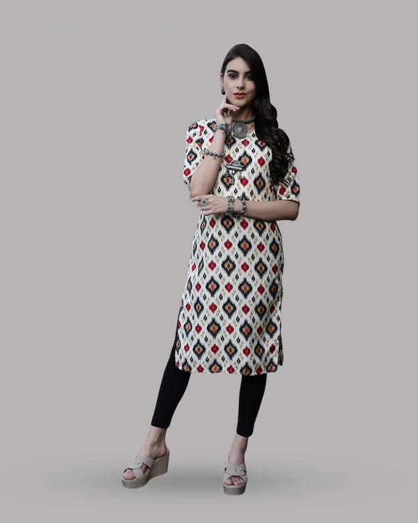 Pearl White Printed Kurta