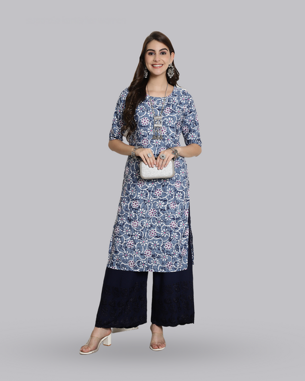 Oceanic Floral Print Kurta