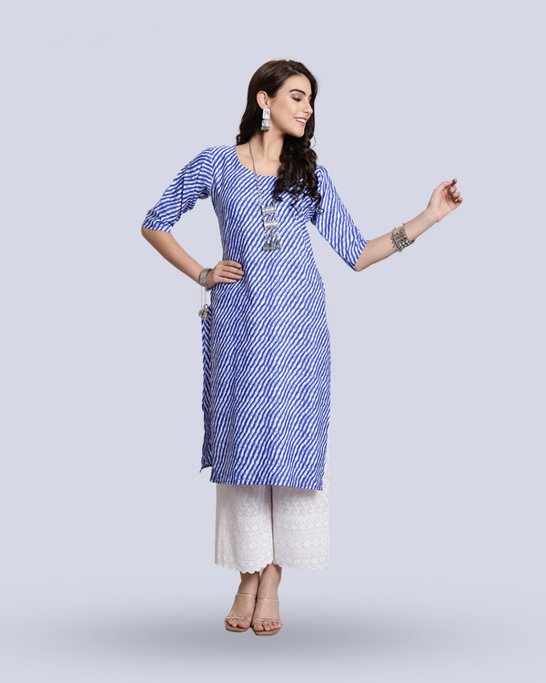 Blue Charm Leheriya Kurta