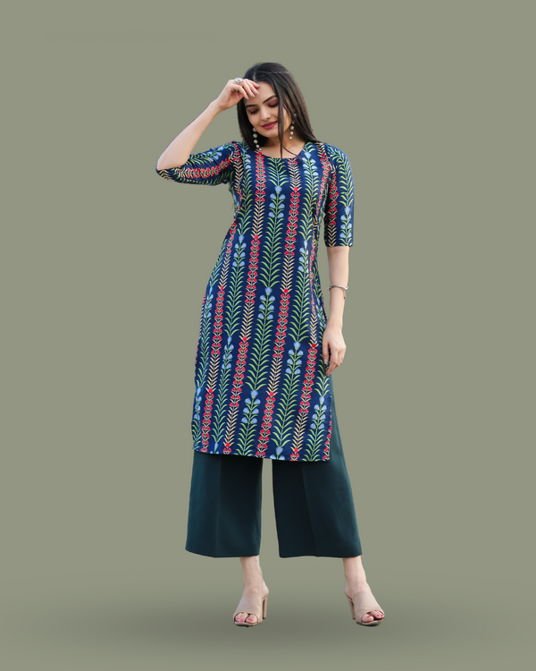 Nature Inspired Blue Print Kurta